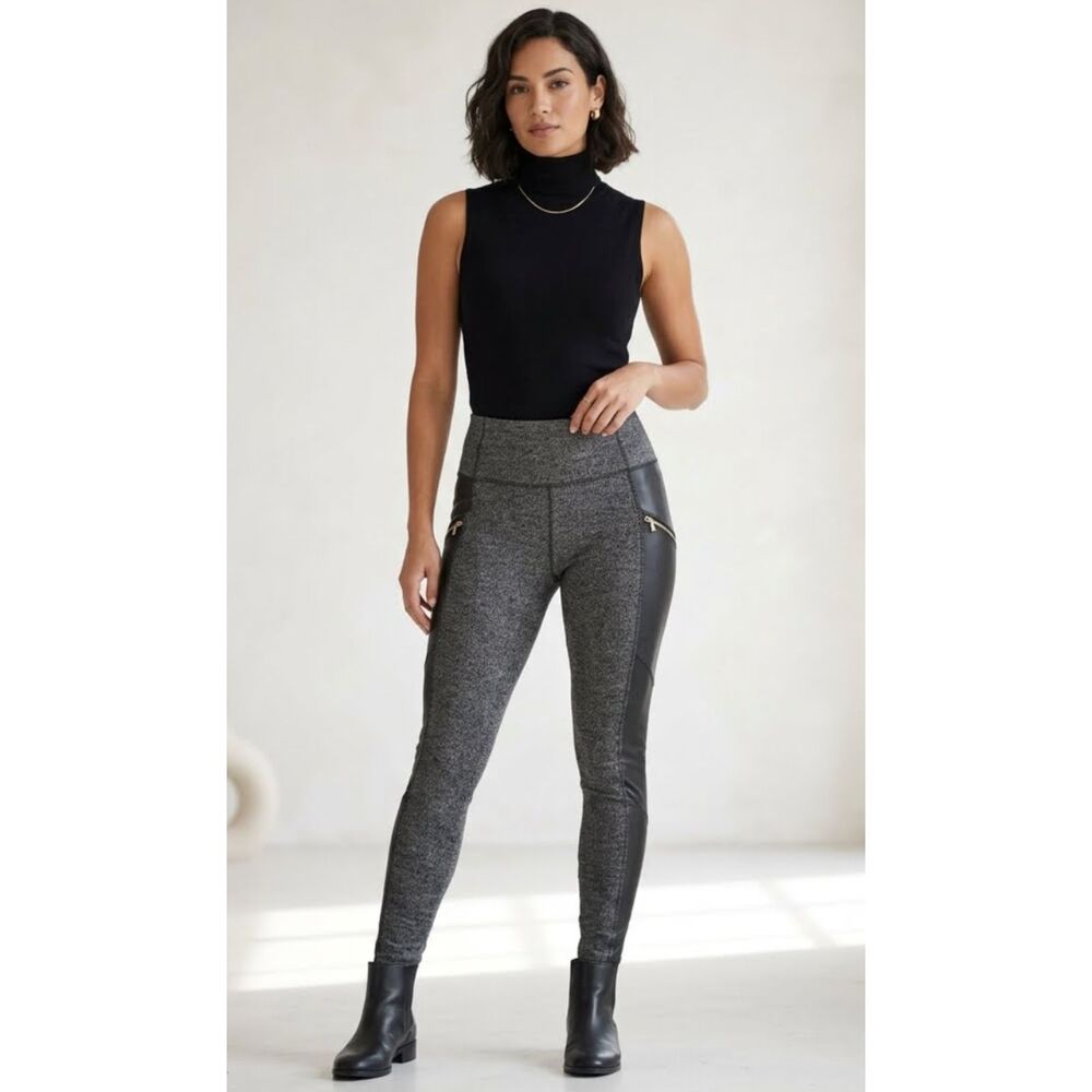 Athleta Herringbone Luxe Drifter Legging Faux Leather High Waist Women's Small